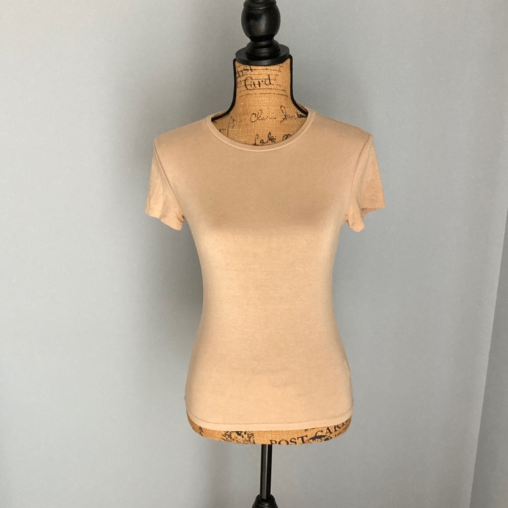 Abardsion Classic Tan Short Sleeve Tee Women Size Small